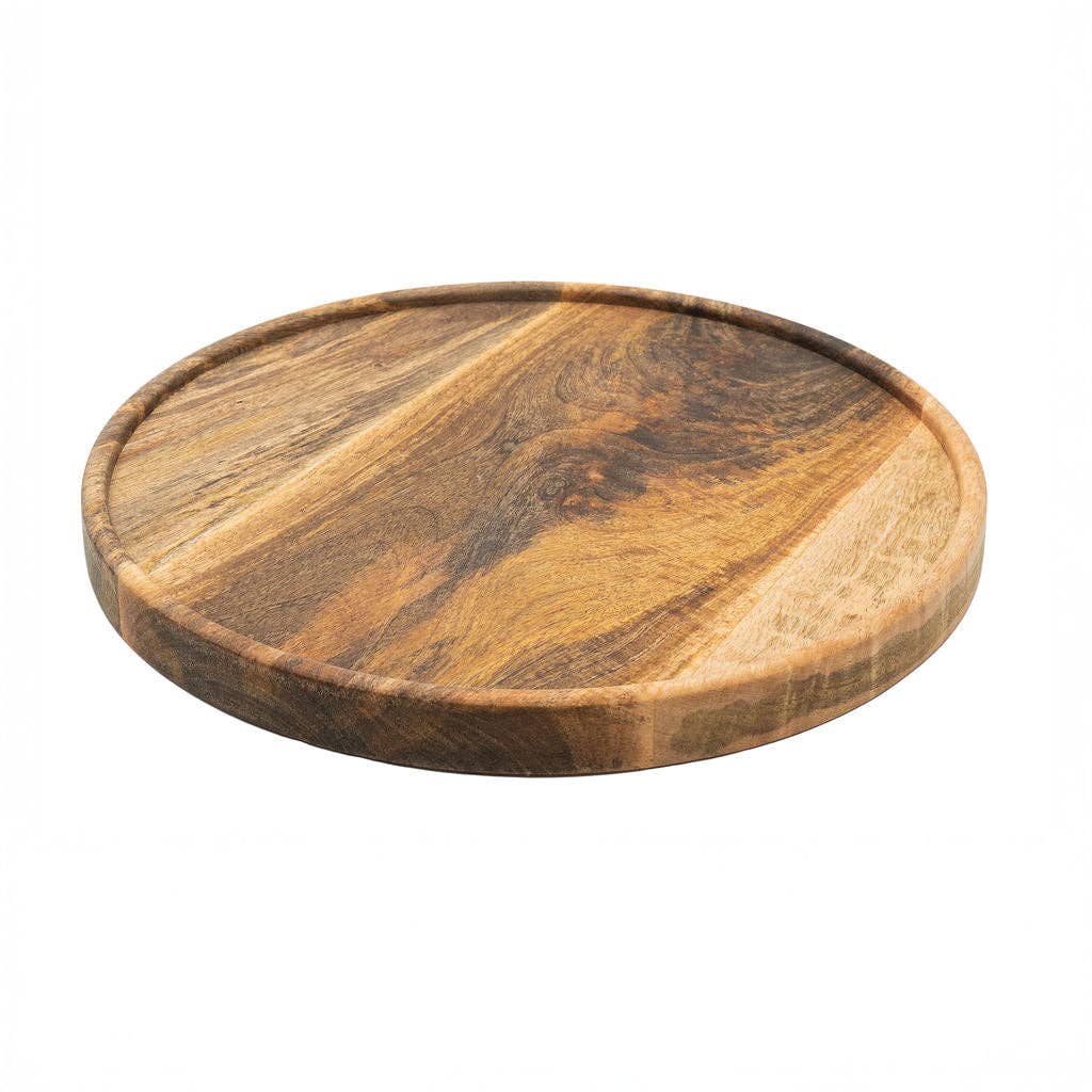 Cluny round wooden tray on a white background.