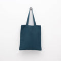 A deep water blue linen tote bag with matching shoulder straps displayed against a plain white background.
